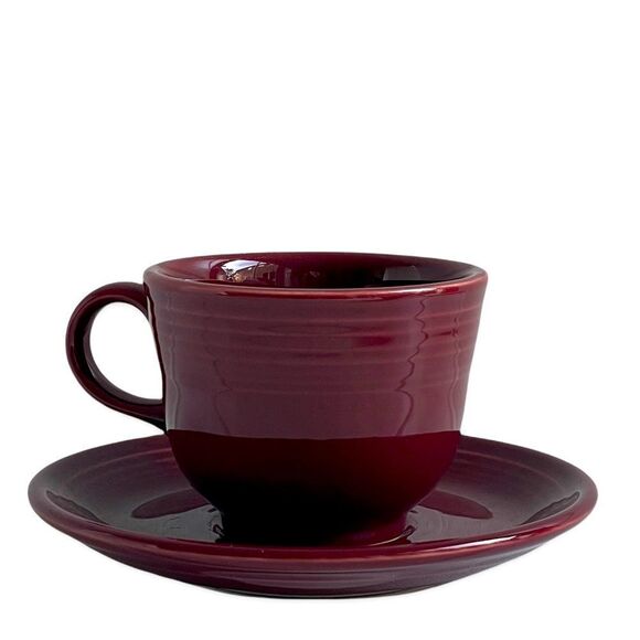 Fiesta Homer Laughlin Cinnabar Tea Cup and Saucer - Picture 2 of 9